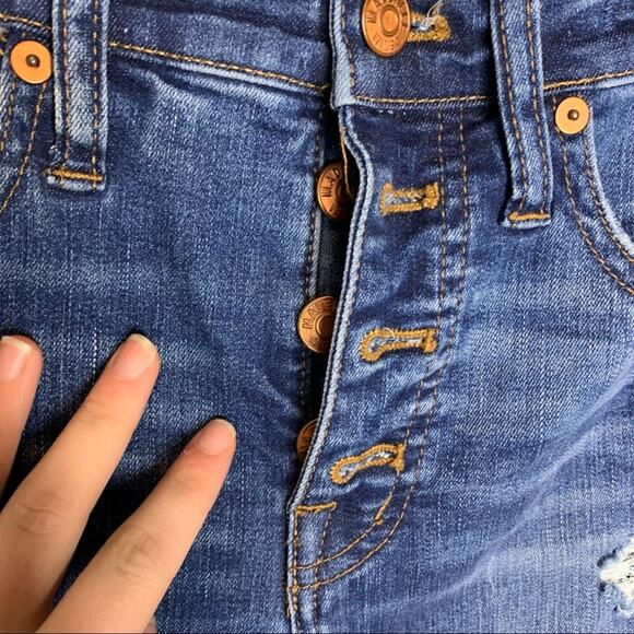 Madewell High Rise Button Fly Skinny Released Hem Distressed Jeans Size 25 - Picture 5 of 11